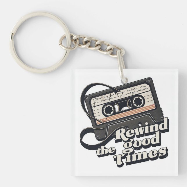 Retro Cassette Design für Nostalgie-Liebhaber Schlüsselanhänger (Vorderseite)