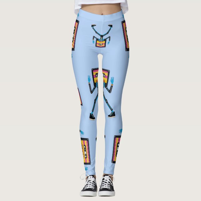 Retro Cassette Man Leggings (Vorderseite)