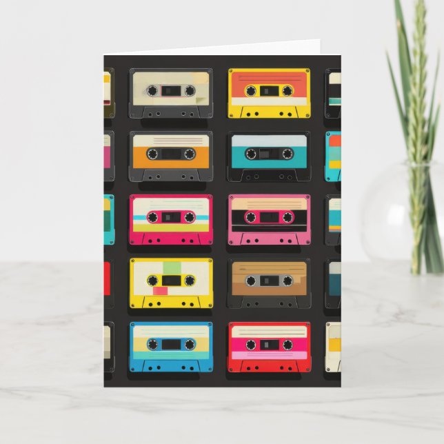 Retro Cassette Tape Pattern – Vintage Music  Karte (Vorderseite)