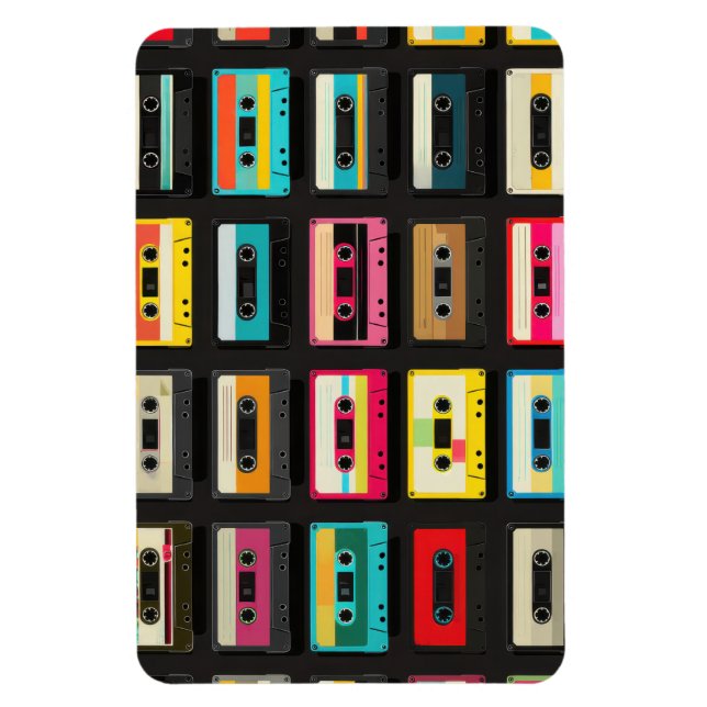 Retro Cassette Tape Pattern – Vintage Music  Magnet (Vertikal)