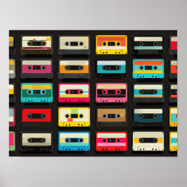 Retro Cassette Tape Pattern – Vintage Music  Poster