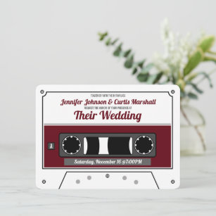 Retro Cassette Tape Wine Red Wedding Einladung