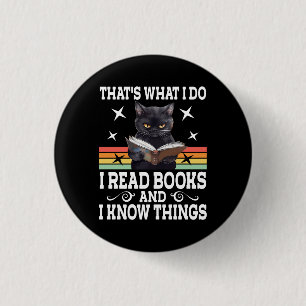 Retro Cat Books The Reader Halloween Reading Gesch Button