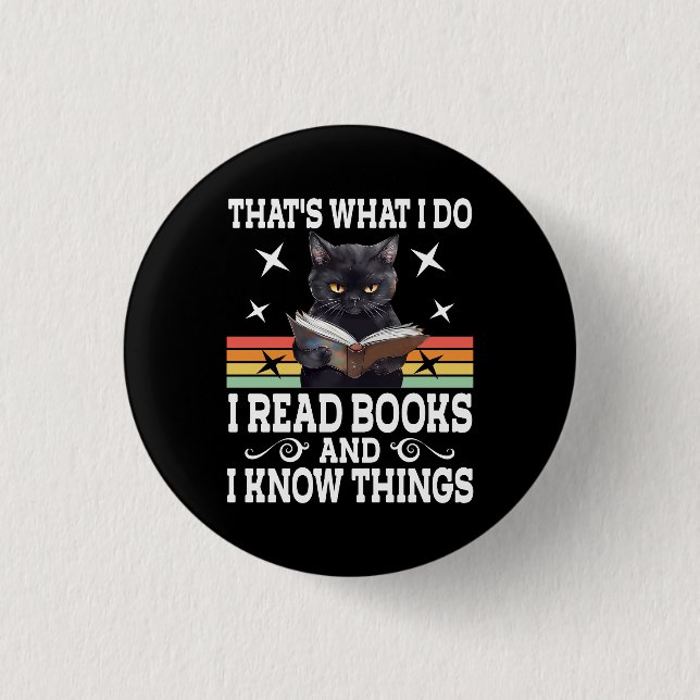 Retro Cat Books The Reader Halloween Reading Gesch Button (Vorderseite)