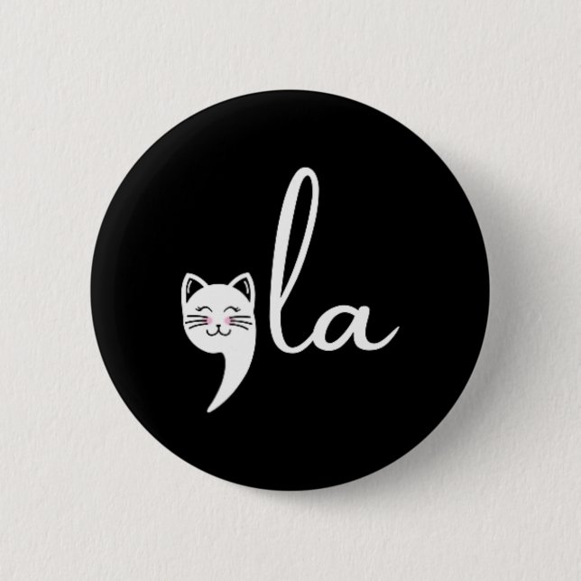 Retro Cat Comma La Kamala Harris für Präsident 200 Button (Vorderseite)