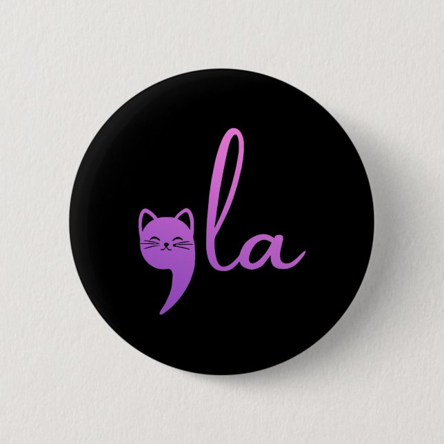 Retro Cat Comma La Kamala Harris für Präsident 200 Button (Vorderseite)