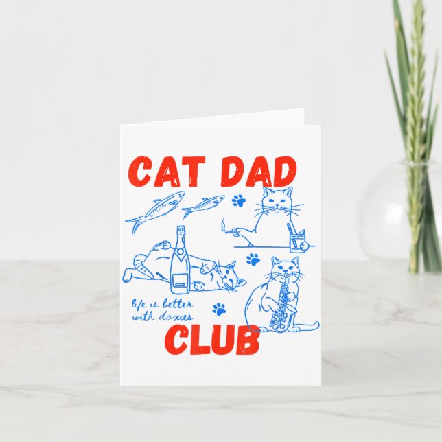Retro Cat Dad Club Leben ist besser mit Katzen Lus Karte (Vorderseite)