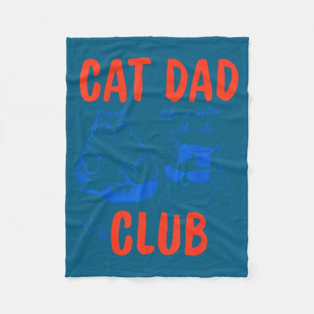 Retro Cat Dad Club Life Is Better With Cats Funny  Fleecedecke (Vorderseite)