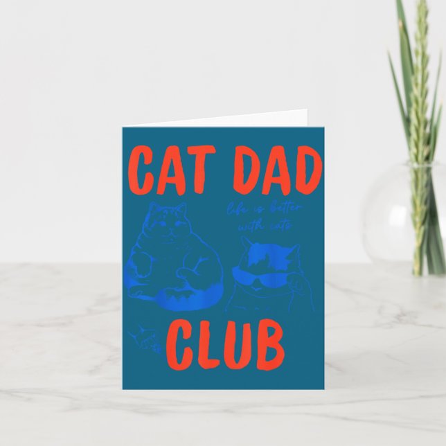 Retro Cat Dad Club Life Is Better With Cats Funny  Karte (Vorderseite)