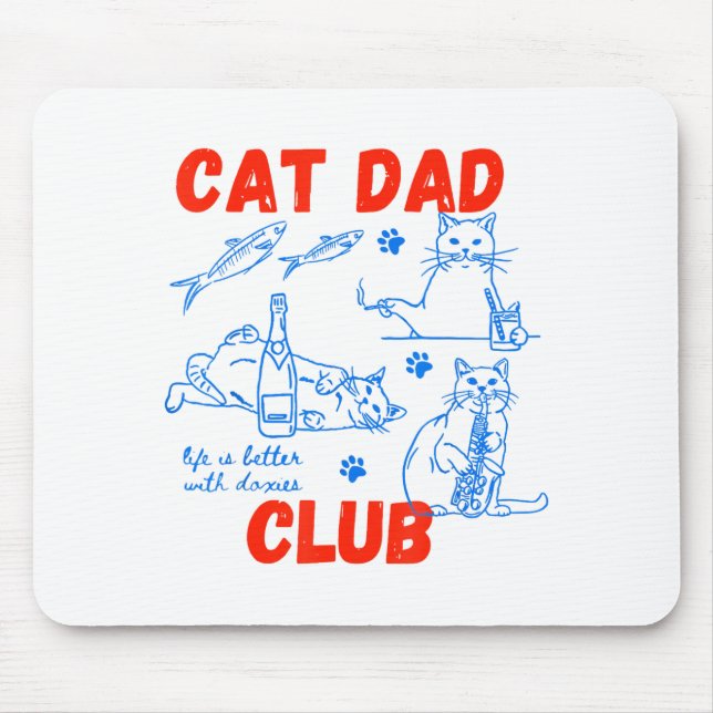 Retro Cat Dad Club Life Is Better With Cats Funny  Mousepad (Vorne)