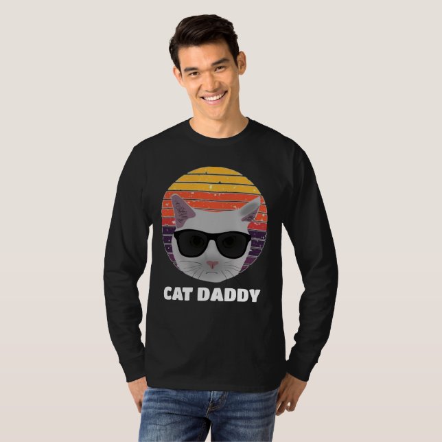RETRO CAT DADDY VINTAG 80er STYLE T - SHIRT (Vorne ganz)