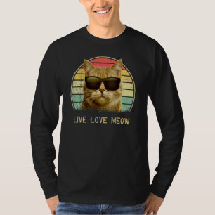 Retro Cat For Cat 2022 Funny Live Liebe Meow T-Shirt