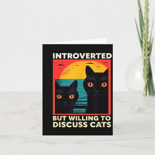 Retro Cat Funny Introverted But Willing To Discuss Karte (Vorderseite)