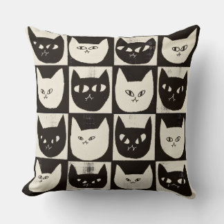 Retro Cat Grid Pattern Kissen