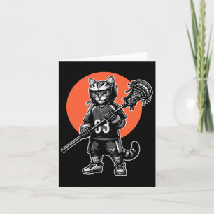 Retro Cat Lacrosse Player Vintag 90er Karte