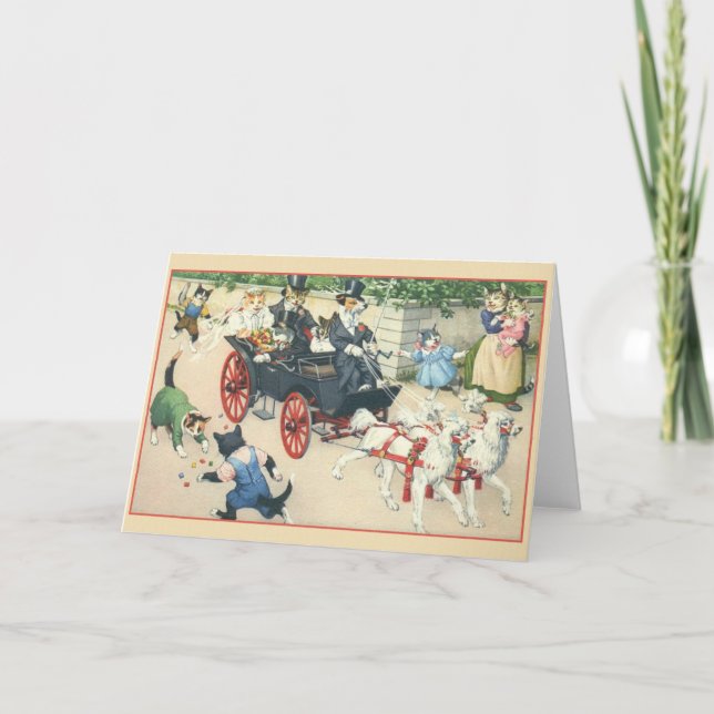 Retro Cat Marriage Wedding Card Karte (Vorderseite)