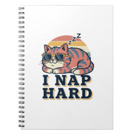 Retro Cat Nap Quote Lined Notebook Notizblock