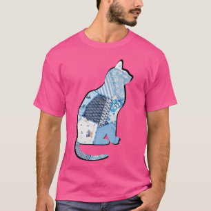 Retro Cat Patchwork Vintag T-Shirt
