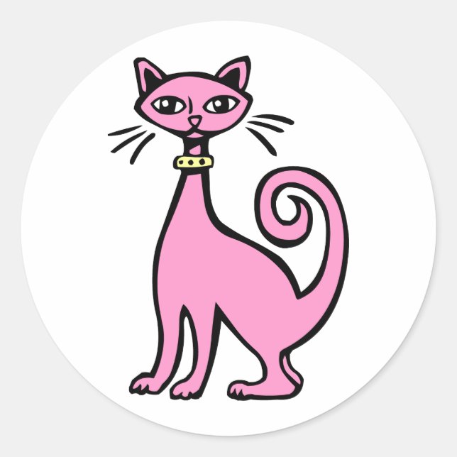 Retro Cat Runder Aufkleber (Vorderseite)