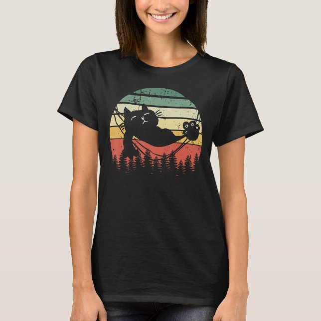Retro Cat Sunset Hammock T-Shirt (Vorderseite)