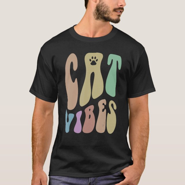Retro CAT VIBES Paws Spaß  Mama Liebe Rüde 6 T-Shirt (Vorderseite)