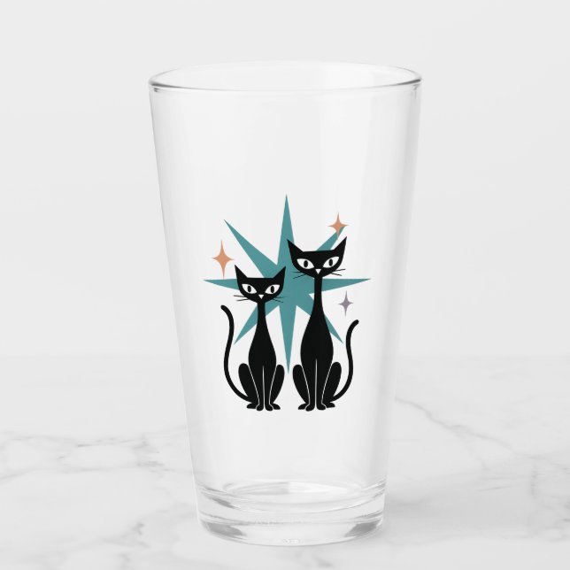 Retro Cats Blaues Atomglas Sternexplosion | Mitte Glas (Vorderseite)