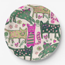 Retro Cats Design Pappteller