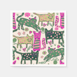 Retro Cats Design Serviette