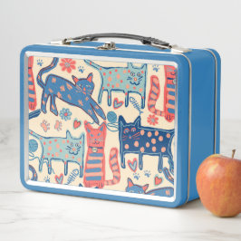 Retro Cats Print Metall Brotdose