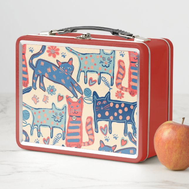 Retro Cats Print Metall Brotdose (Beispiel)