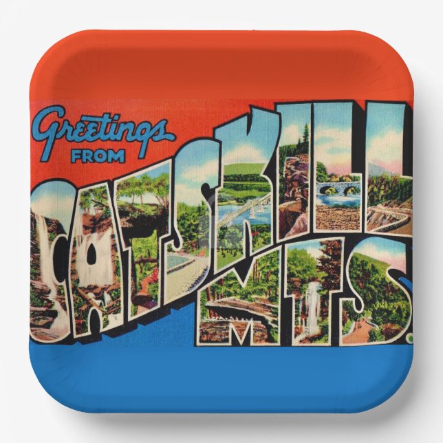Retro Catskill Berge  Pappteller (Vorderseite)
