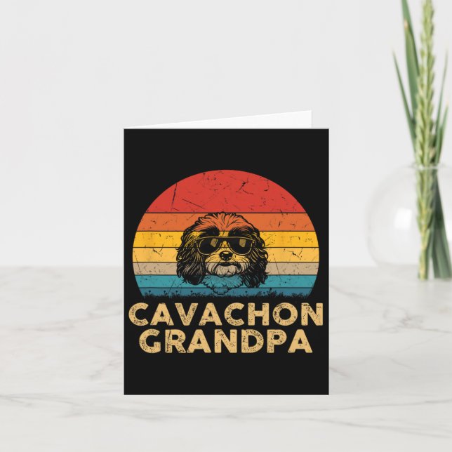 Retro Cavachon Grandpa Dog Lover Paw Vater Vathers Karte (Vorderseite)