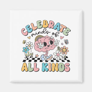 Retro Celebrate Minds aller Art Niedliche Gehirnau Magnet