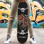 Retro Celestial Rose Tattoo Style Individuelle Nam Skateboard<br><div class="desc">Retro Celestial Rose Tattoo Style Individuelle Name Skateboard</div>