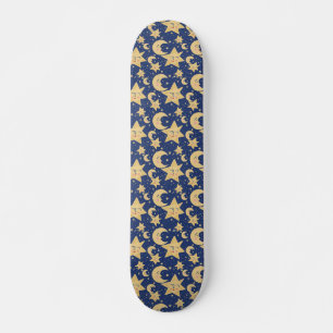 Retro Celestial Skateboard Deck Moon & Stars