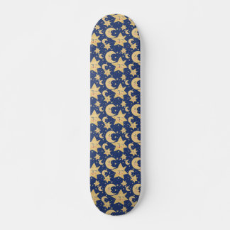 Retro Celestial Skateboard Deck Moon & Stars