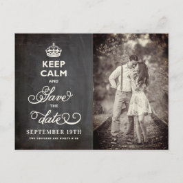 Retro Chalkboard Behielt ruhig und Save the Date s Ankündigungspostkarte