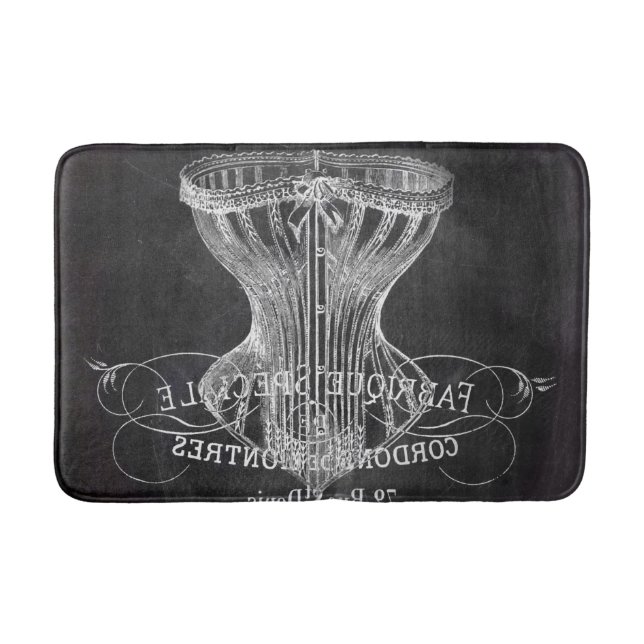 Retro-Chalkboard-Skripte viktorianische Dessous-Ko Badematte (Vorderseite)