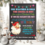 Retro Chalkboard Weihnachten Party Einladung<br><div class="desc">Lade deine frechen oder netten Freunde zu diesem phantastischen Weihnachtsfest-Party mit einer Vintagen Weihnachtsfeier ein,  hängende Ornamente,  lustige Typografie,  alles auf einem Kreideboden. Also essen,  trinken und mit der phantastischen Einladung fröhlich sein.</div>
