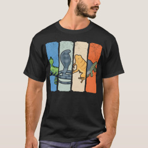 Retro Chameleon Snake Frosch Schildkrötenreptil L T-Shirt
