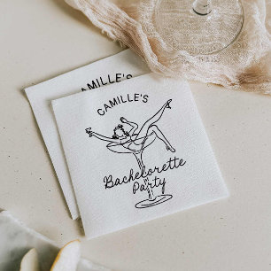 Retro Champagne Junggeselinnen-Abschied Einladung Serviette