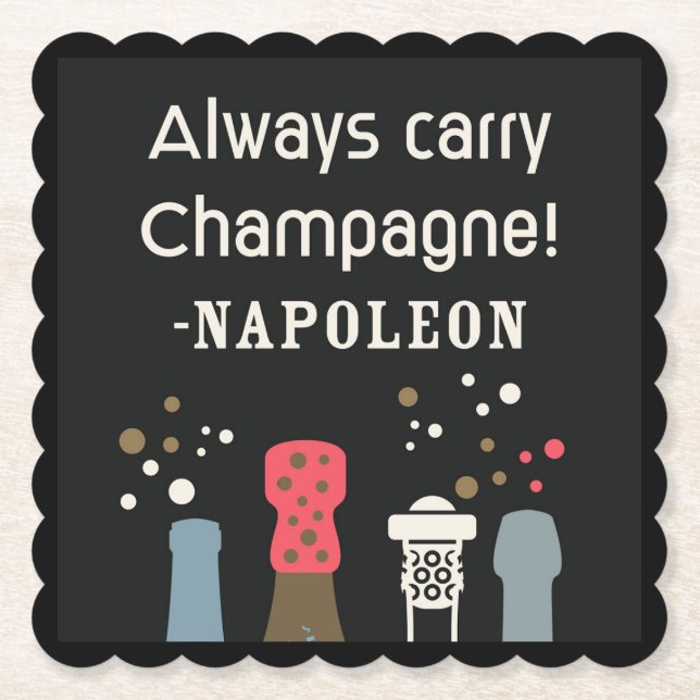 Retro Champagne Napoleon Zitat Niedlich Französisc Untersetzer (Vorderseite)