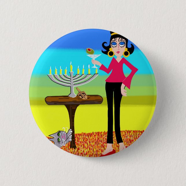 Retro Chanukka und ein Martini Button (Vorderseite)