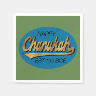 Retro Chanukkah 139 BCE Funny Blue N Green Design Serviette