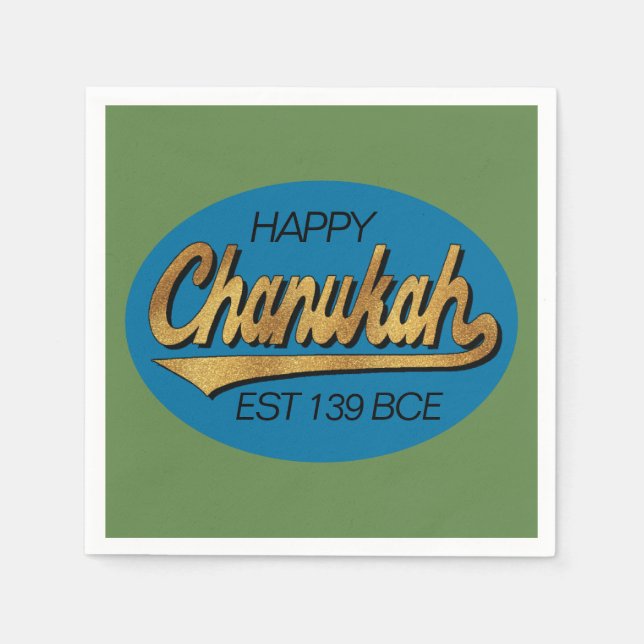 Retro Chanukkah 139 BCE Funny Blue N Green Design Serviette (Vorderseite)