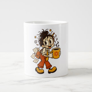 Retro-chaotisches Büro-Mädchen mit Kaffee-Aufklebe Jumbo-Tasse