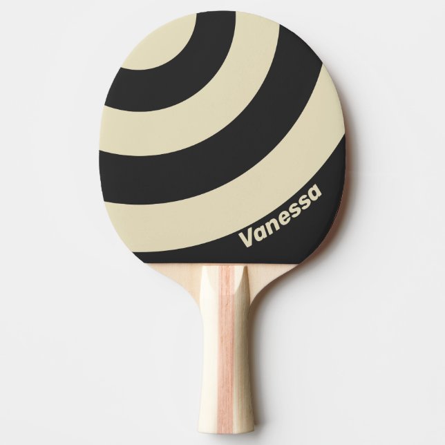 Retro Charcoal Three Circle Stripe with Name Tischtennis Schläger (Vorderseite)