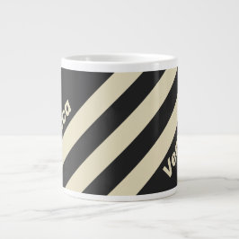 Retro Charcoal Three Stripes with Name Jumbo-Tasse