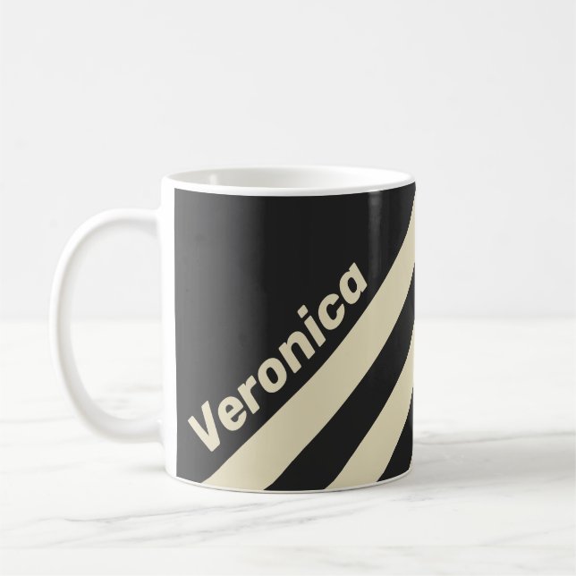 Retro Charcoal Three Stripes with Name Kaffeetasse (Links)