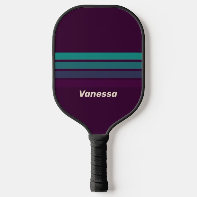 Retro Charlotte Across Rainbow mit Name Pickleball Schläger (Vorderseite)